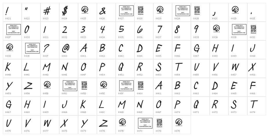 Silly Games Italic Character Map