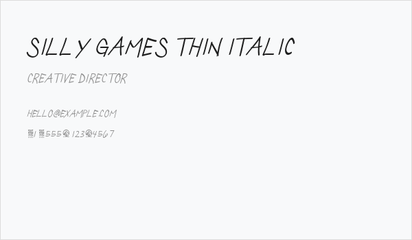 Silly Games Thin Italic Business Card