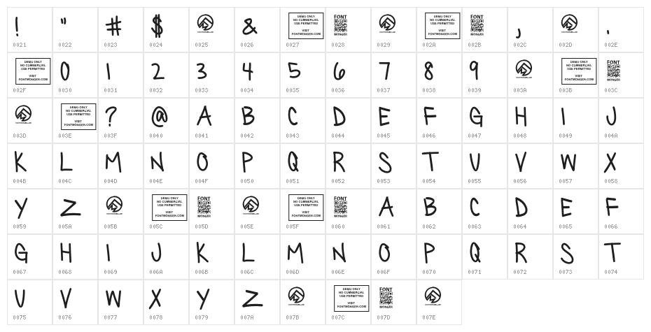 SillyGames-Regular Character Map