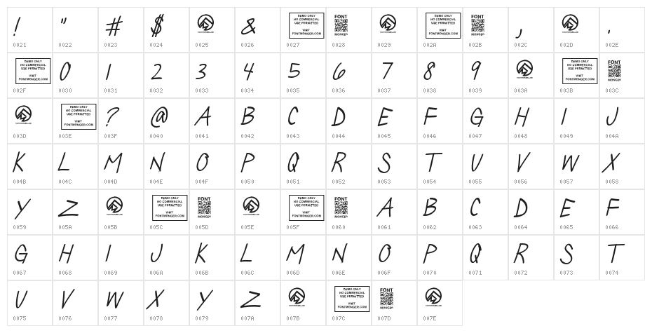 SillyGames-ThinItalic Character Map