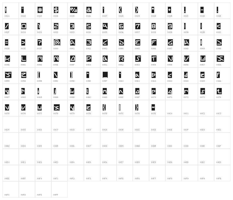 Silver Bend-Inverse Character Map