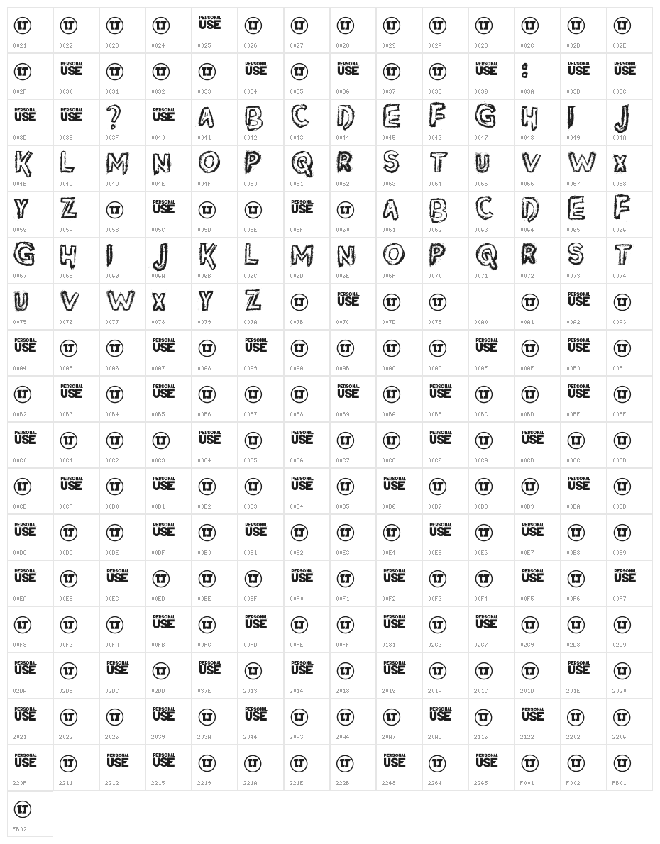 Silver Dust Character Map