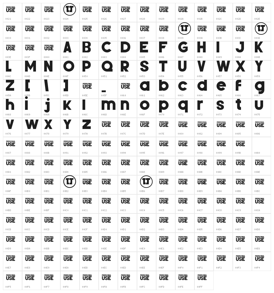 Silver Forte Character Map