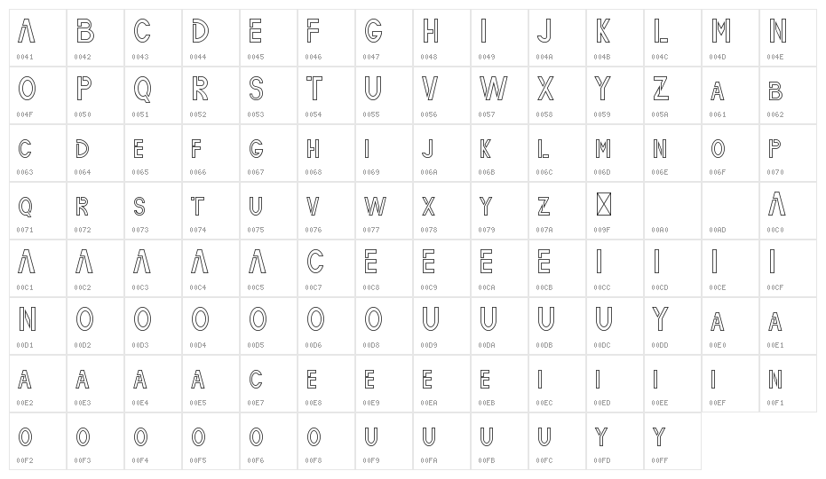 Silvermason Demo Outline Character Map