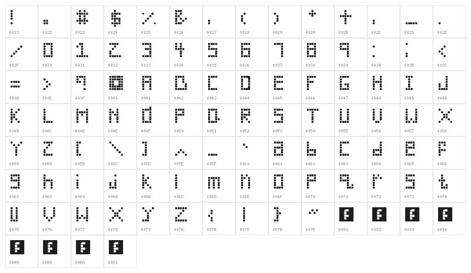 Silverwood Regular Character Map