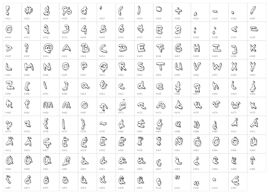 Simonschrift The Big Strip Character Map
