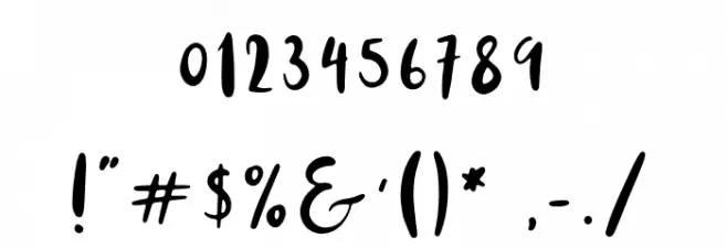 Simple Brush Font OTHER CHARS