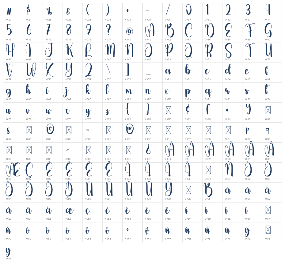 Simple Ornament Character Map