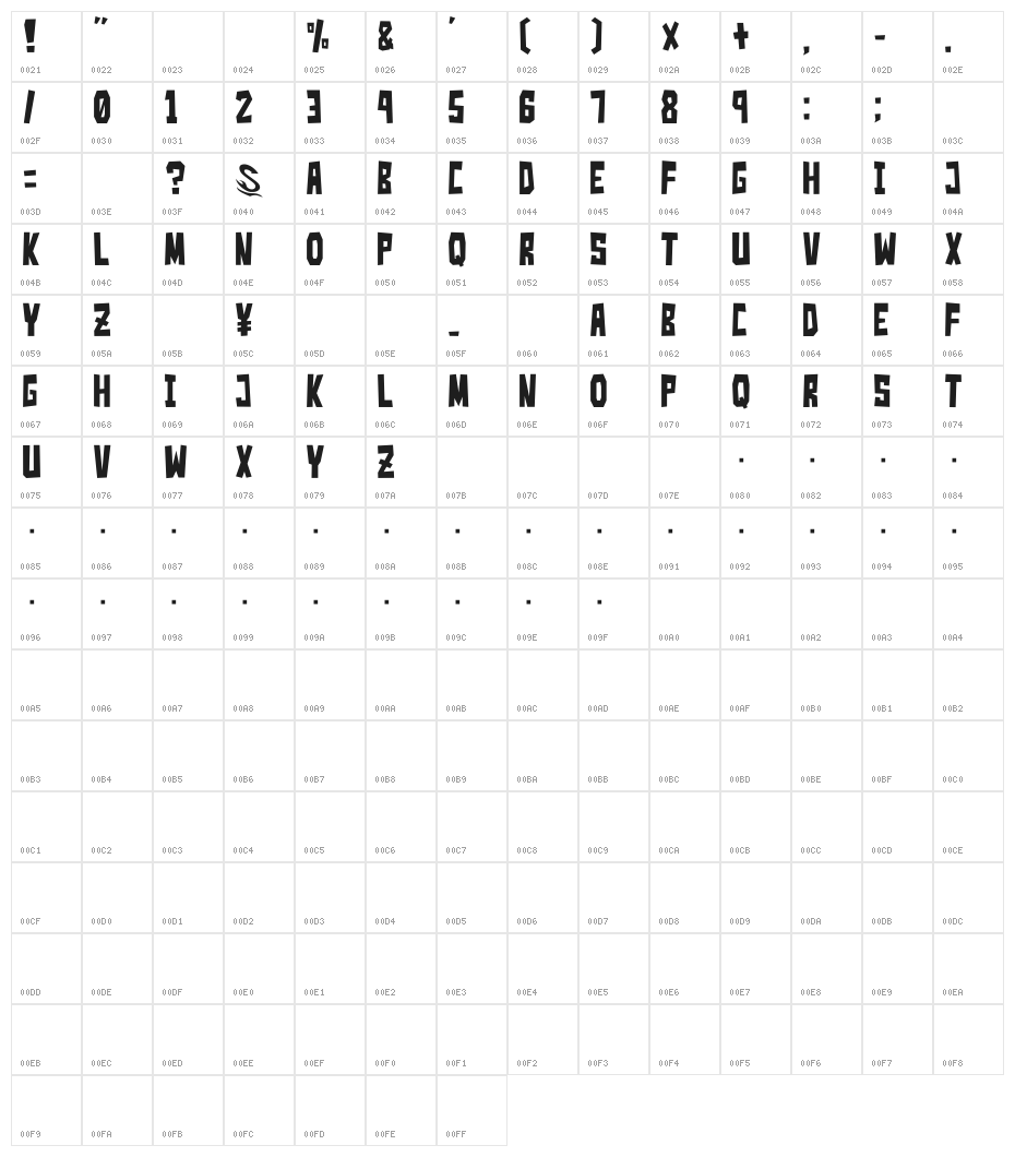 Simple Slum__G Character Map