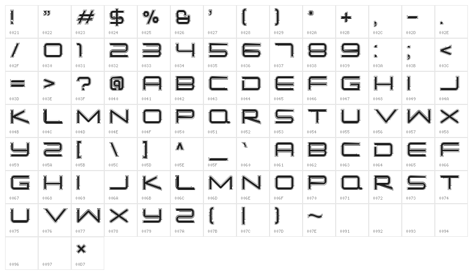 Simple Tech Bold 02 Character Map