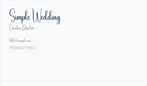 Simple Wedding Business Card