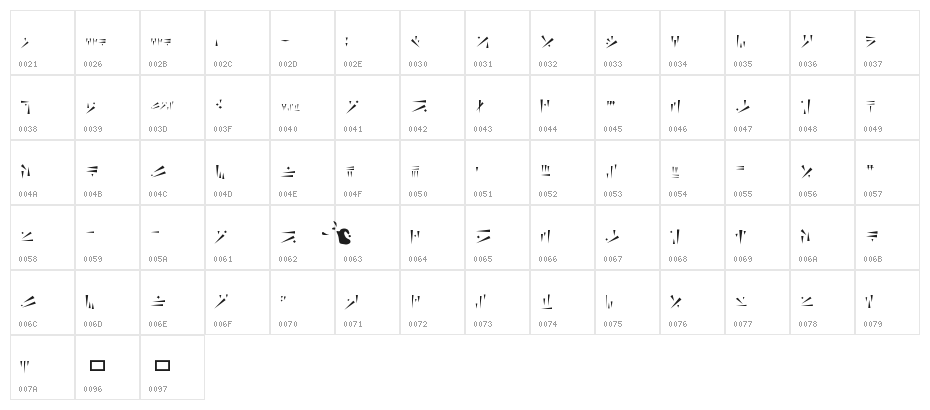 SimpleDragonRunes-Regular Character Map