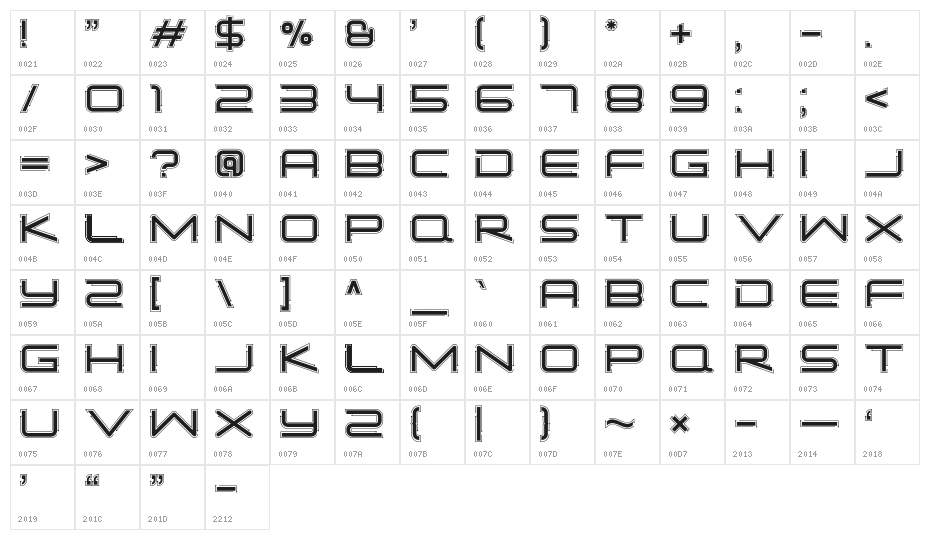 SimpleTechBold02 Character Map