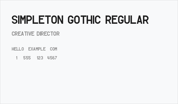 Simpleton Gothic Regular Business Card