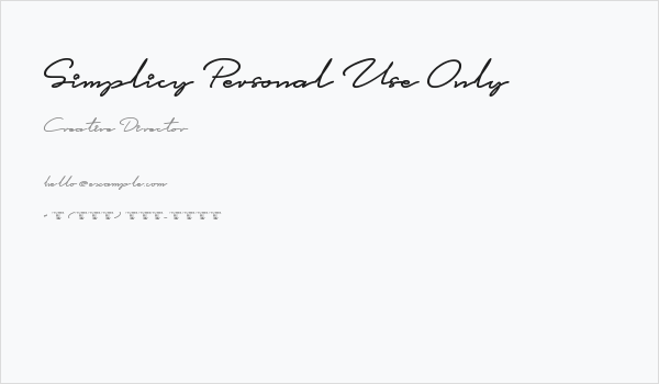 Simplicy Personal Use Only Business Card