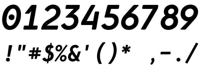 Simply Mono Bold Oblique Font OTHER CHARS