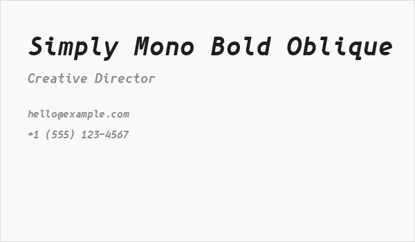 Simply Mono Bold Oblique Business Card