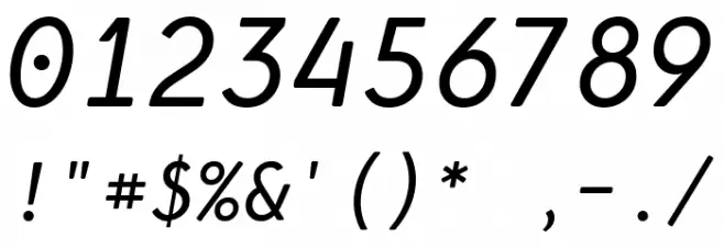 Simply Mono Book Oblique Font OTHER CHARS