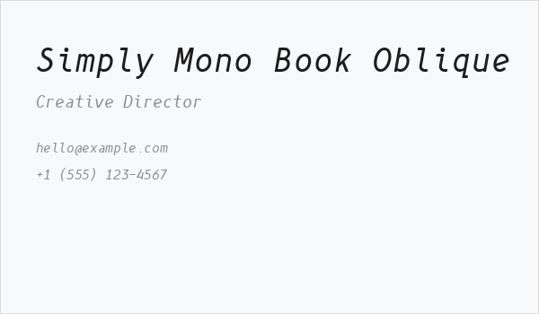 Simply Mono Book Oblique Business Card