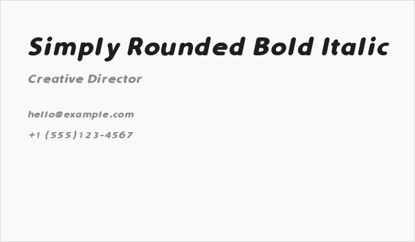 Simply Rounded Bold Italic Business Card