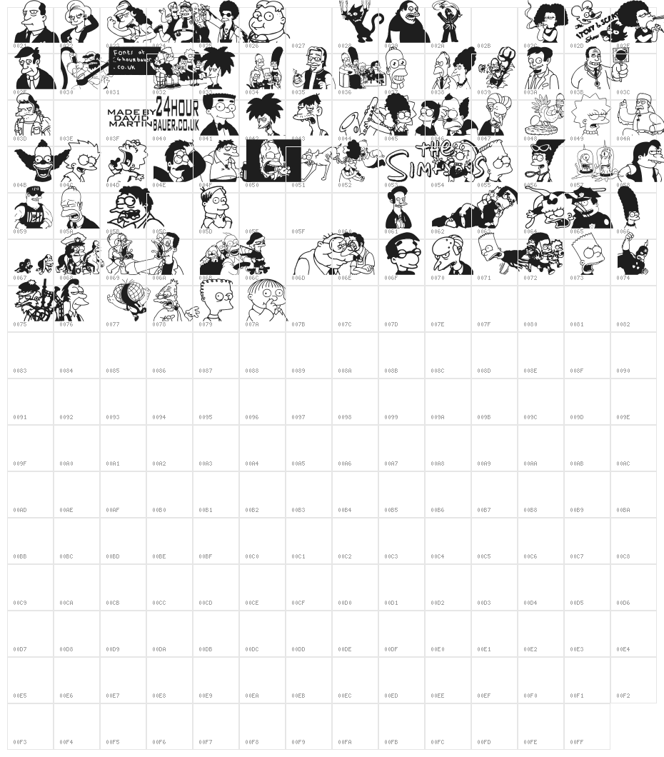 Simpsons MmmmFont Character Map
