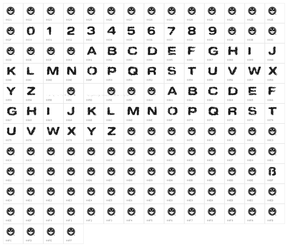 Sinder Normal Character Map