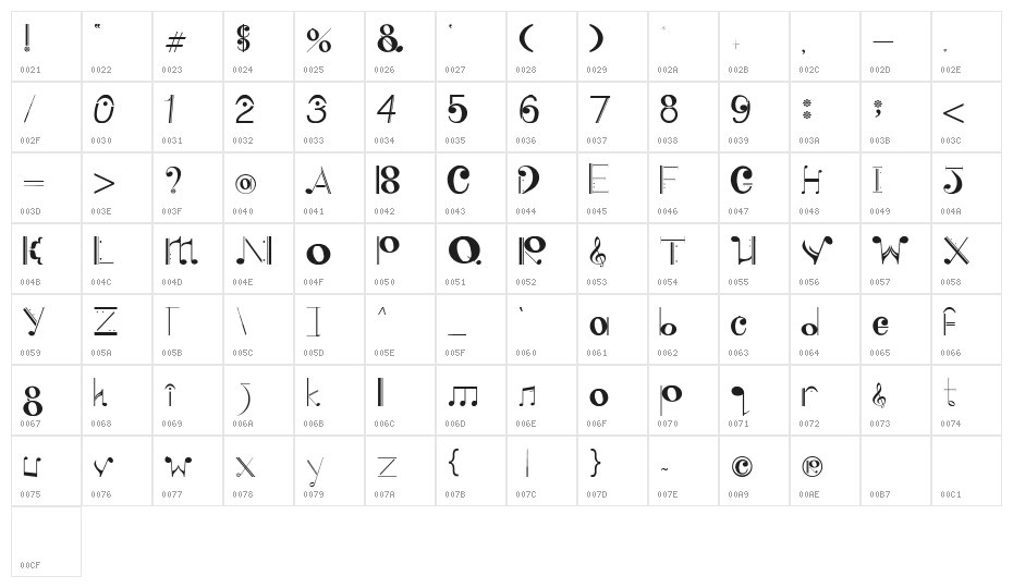 Sing With Me Regular Character Map