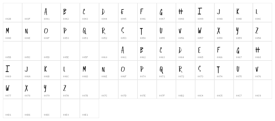 SingOut-Regular Character Map