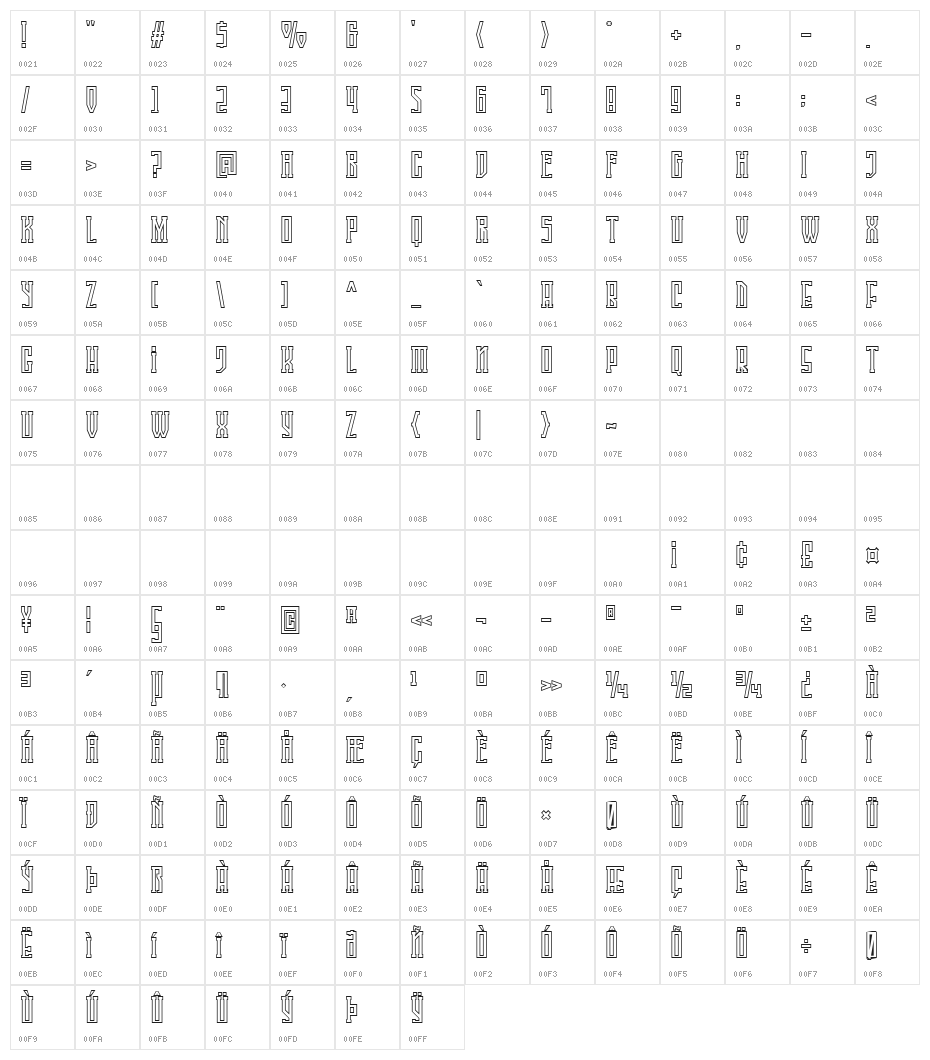 Singa Slab OL DEMO Character Map