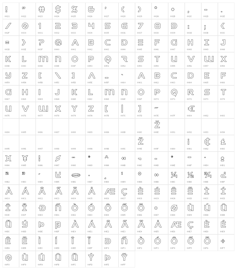 Singapore Sling Outline Character Map