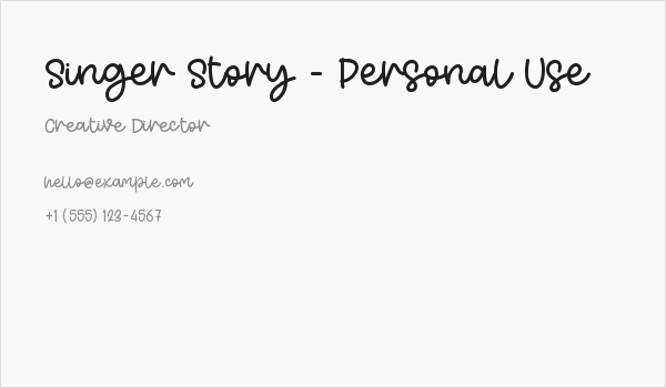 Singer Story - Personal Use Business Card
