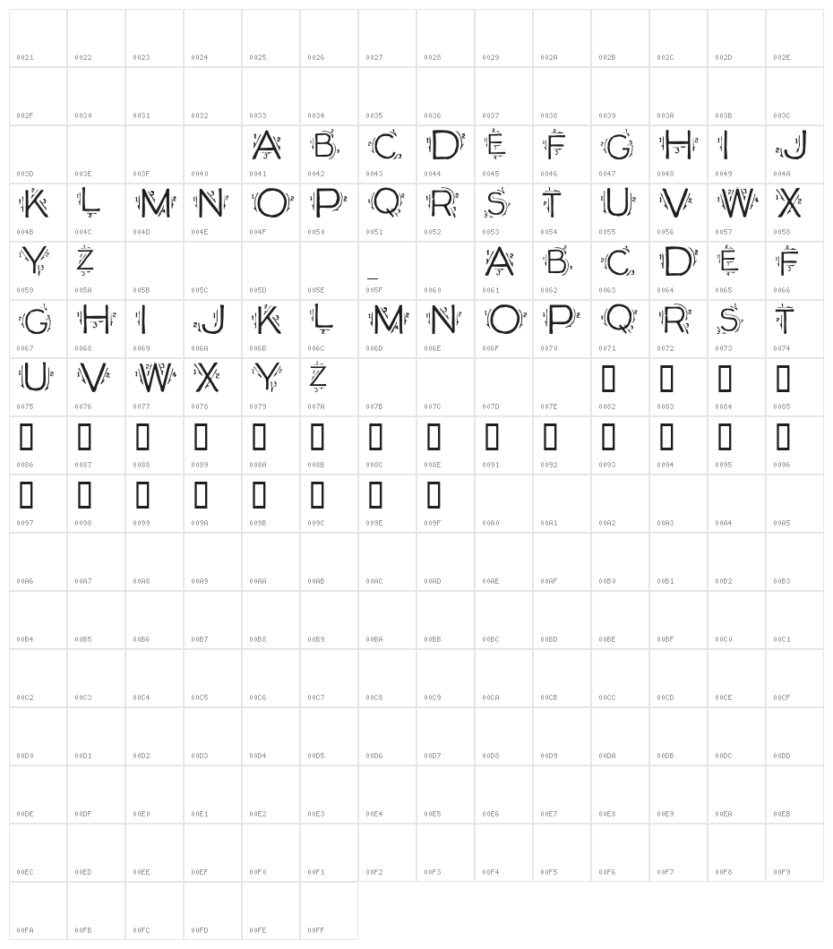 Single Stroke Character Map