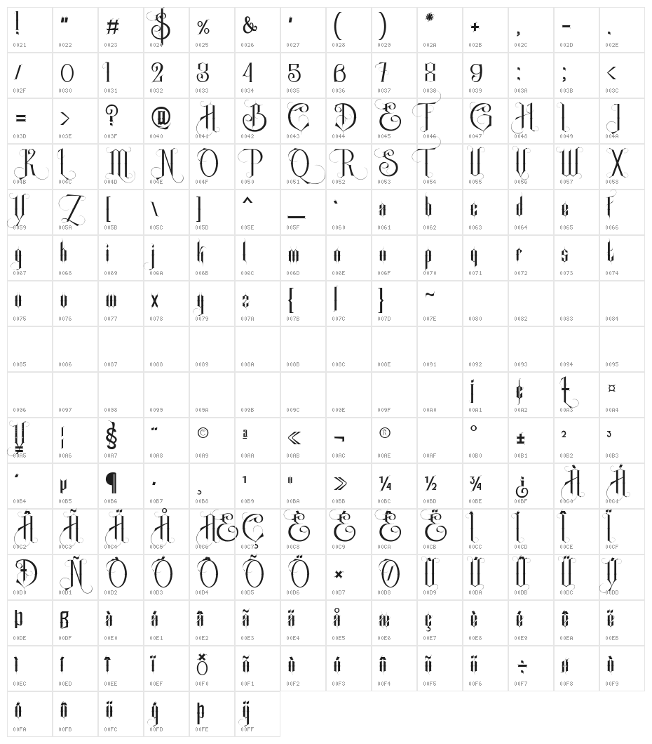 SingleGhost regular Character Map