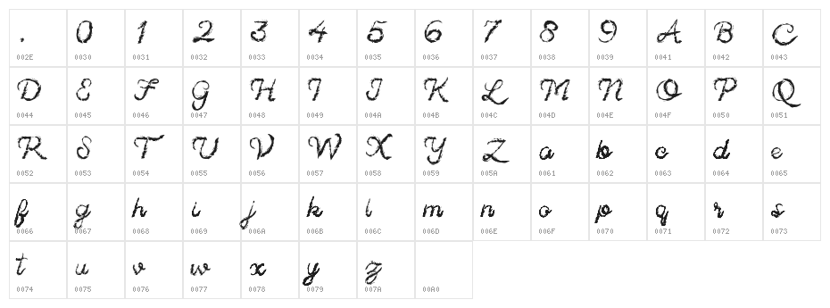 Sinister Brush Font Character Map