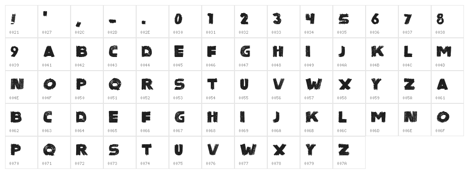 SinisterBlack-Regular Character Map