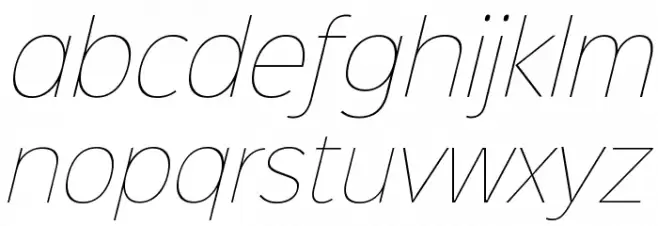 Sinkin Sans 100 Thin Italic Caratteri MINUSCOLO