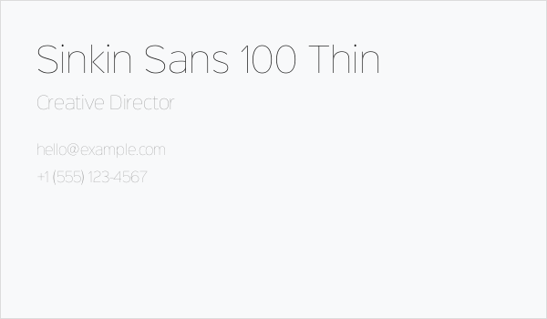Sinkin Sans 100 Thin Business Card