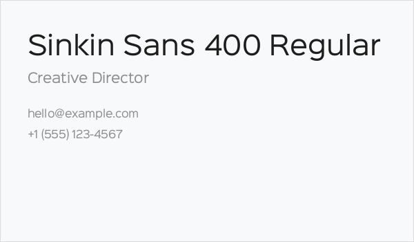 Sinkin Sans 400 Regular Business Card