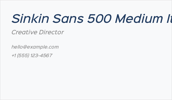 Sinkin Sans 500 Medium Italic1 Business Card