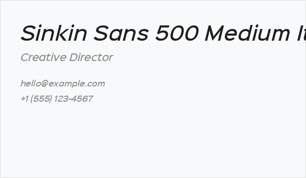 Sinkin Sans 500 Medium Italic Business Card