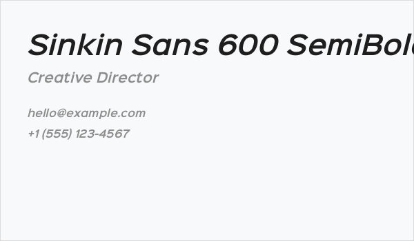 Sinkin Sans 600 SemiBold Italic Business Card