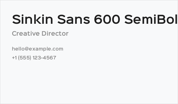 Sinkin Sans 600 SemiBold Business Card