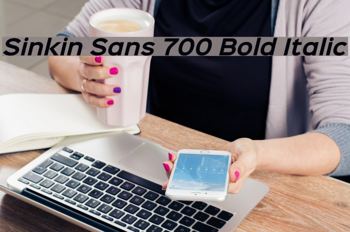 Sinkin Sans 700 Bold Italic Font examples