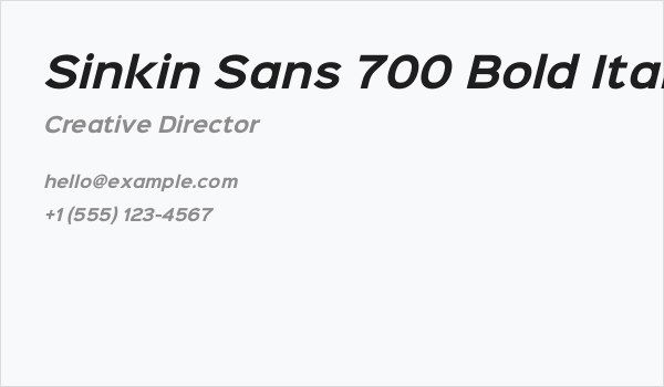 Sinkin Sans 700 Bold Italic Business Card