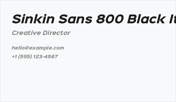 Sinkin Sans 800 Black Italic Business Card