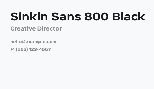 Sinkin Sans 800 Black Business Card