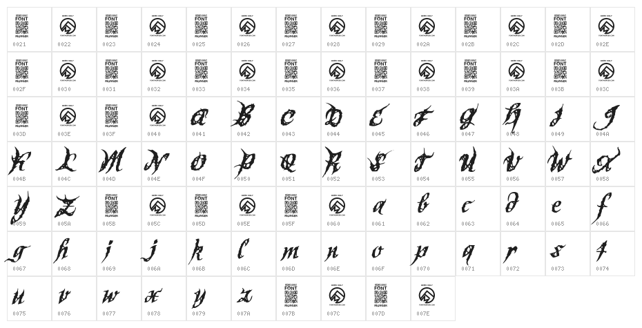 SinnerScript-Regular Character Map