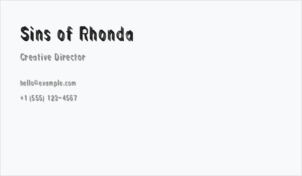Sins of Rhonda Business Card