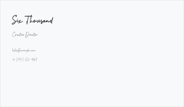 Six Thousand Business Card