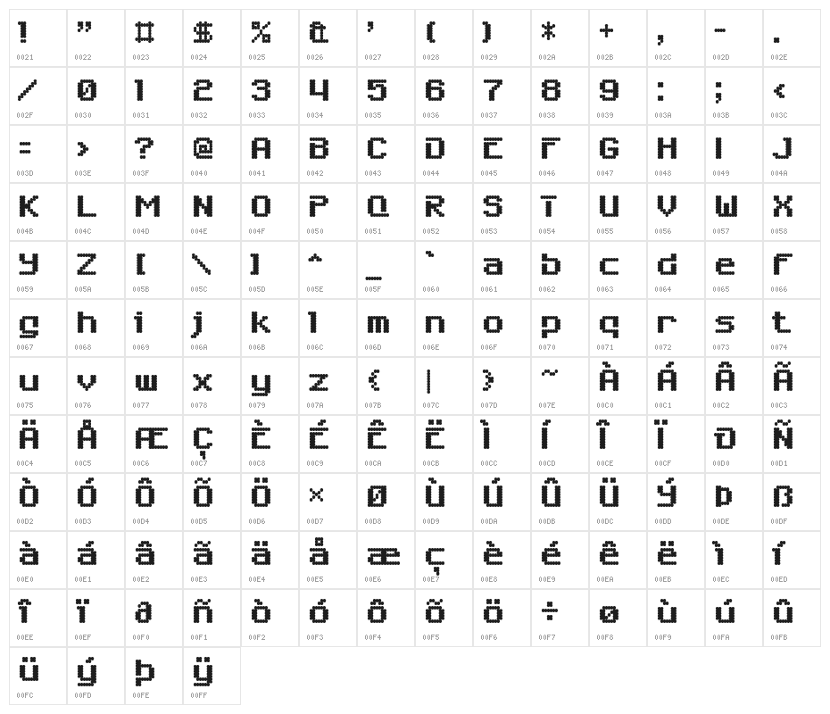 SixEightZeroNineChargen-Regular Character Map